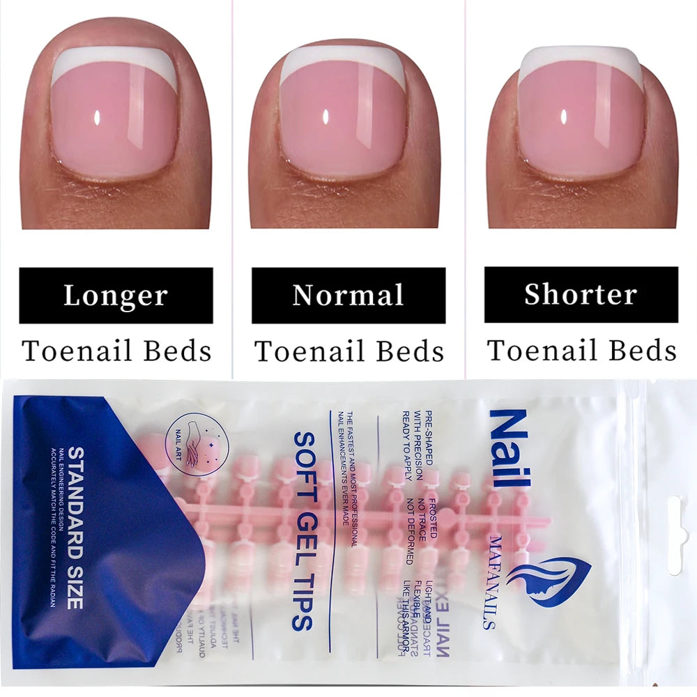 1 Pack Toenail Tips - Short French Tip Press On Toenails 100/120Pcs Pink Soft Gel Tips