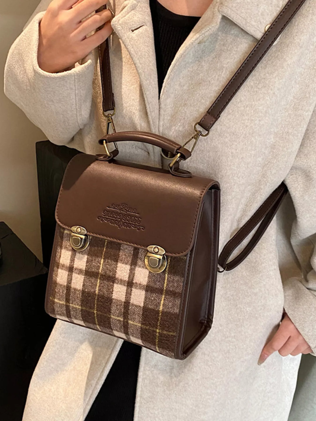 Vintage Plaid Flap Backpack Bag - Nikki &amp; Co. Boutique