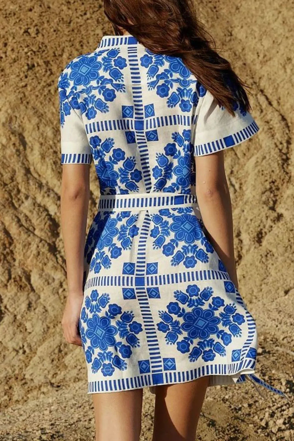 Printed Tie Waist Shorts Sleeve Dress | Nikki &amp; Co. Boutique