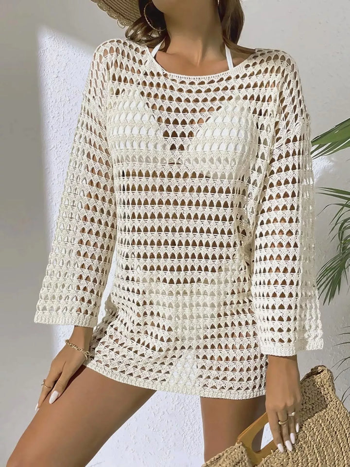 Crochet Knit Long Sleeve Cover - Up - Nikki &amp; Co. Boutique