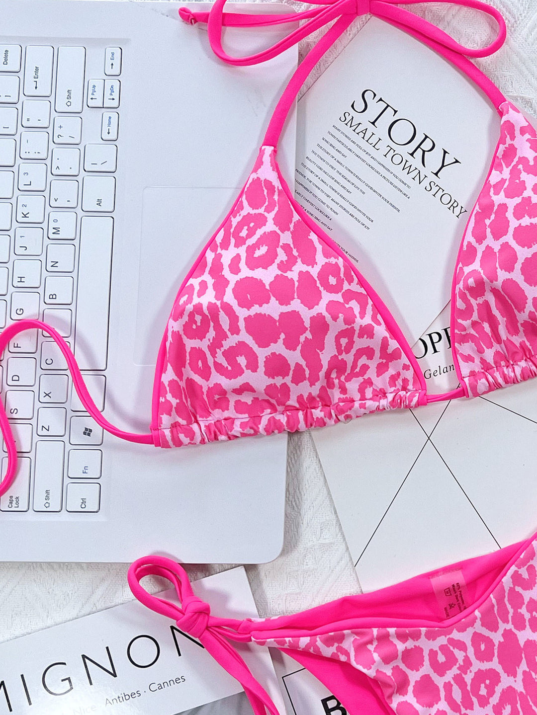 Leopard Print Halter Neck Tie Side Bikini Sets | Nikki &amp; Co. Boutique