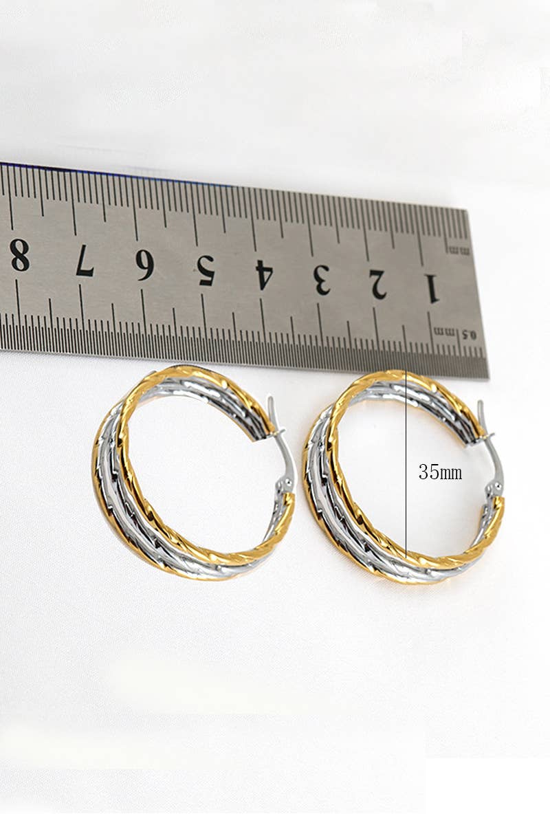 18K Two-Tone Stainless Steel Earrings | Gold &amp; Silver - Nikki &amp; Co. Boutique