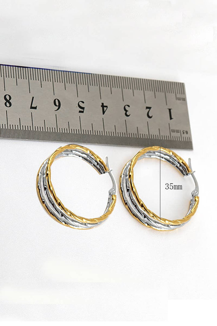 18K Two-Tone Stainless Steel Earrings | Gold &amp; Silver - Nikki &amp; Co. Boutique