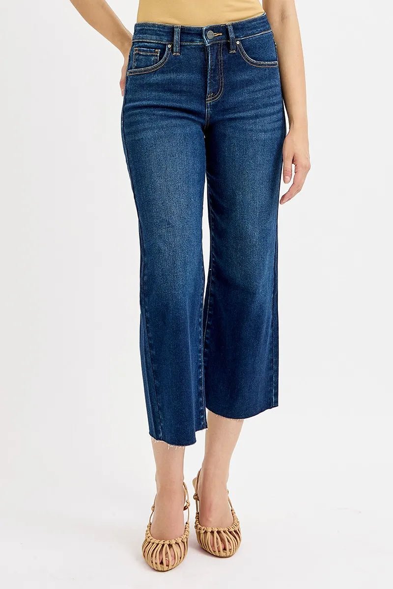 RISEN Full Size Tummy Control High Rise Crop Wide Jeans Plus Size - Nikki &amp; Co. Boutique