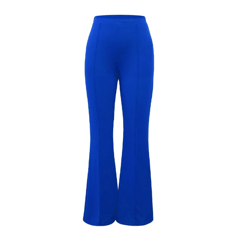 Women's Slim Bell-Bottoms Trousers Trendy Spring Autumn Pants Office Lady Solid Color Flared Trousers