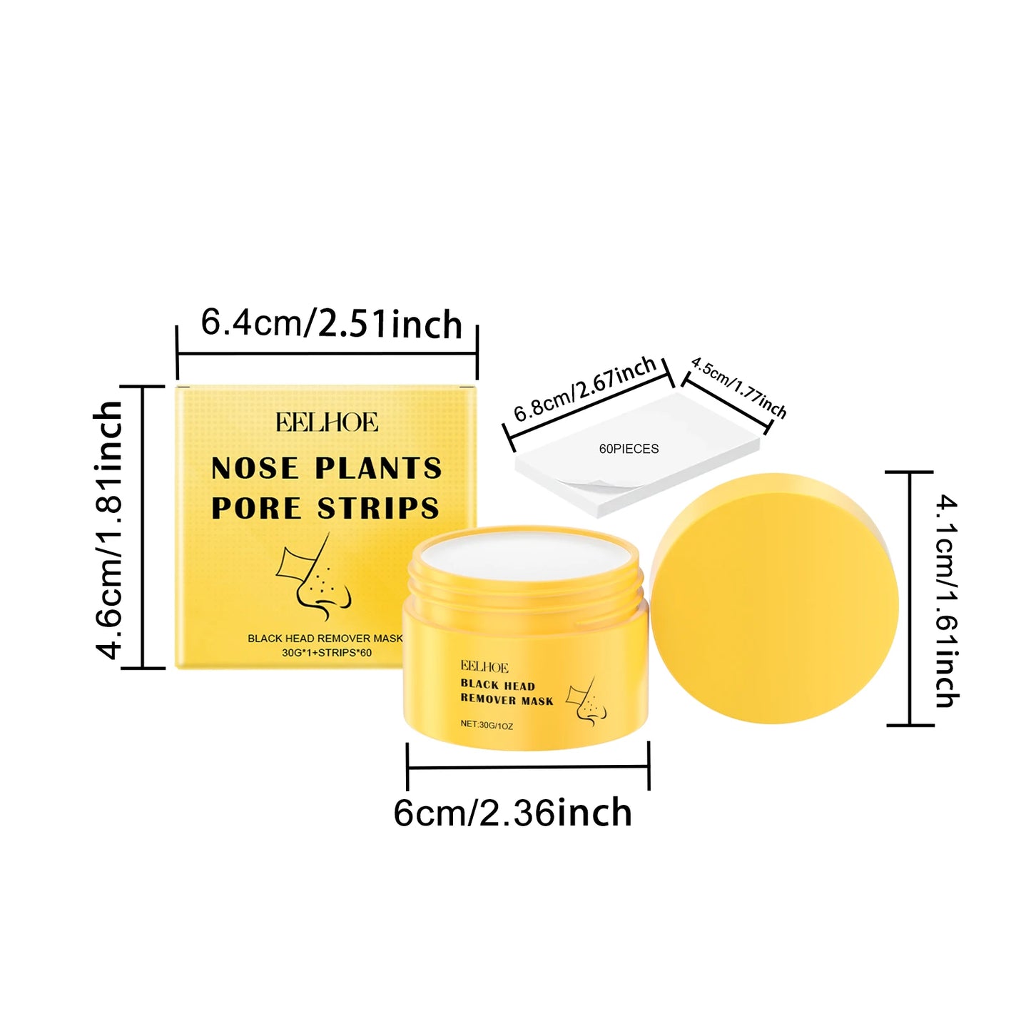 Nose Plants Pore Strips, Black Head Remover Mask, Gently Cleanses Facial T-Zone Pores Acne, Moisturizes Skin