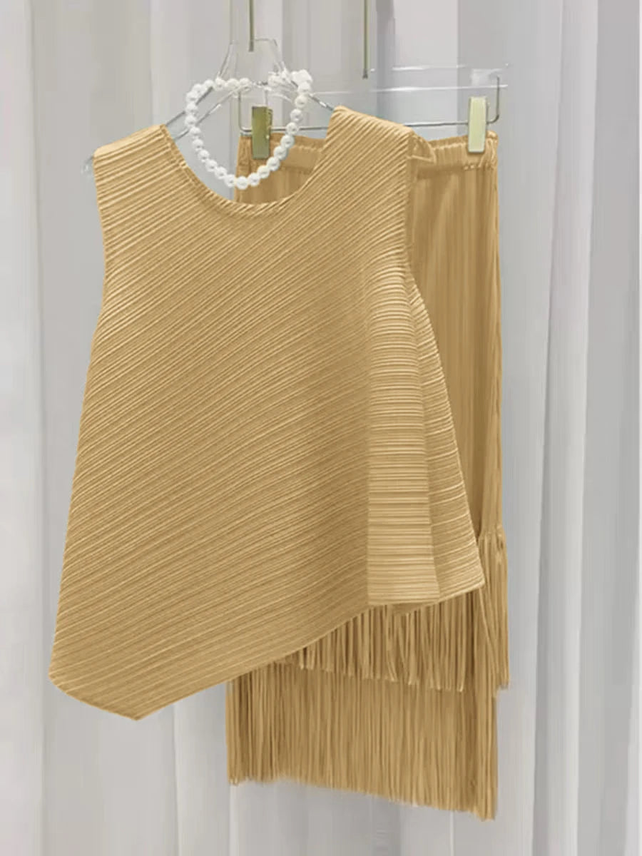 HKSH Spring Summer New Women Tide Young Style Y2K Contracted Fashion Ins Elegant Temperament Pleated Fabricevening Dress HK5086