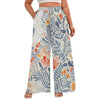 Nupusa Tropical Leaf Print Wide Leg Pants for Women Standard Size Summer Casual Drawstring Waist Trousers