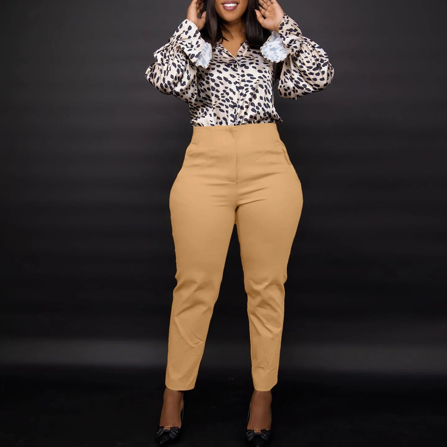 Work Pants for Women Office Elegant High Waisted Solid Skinny African Ladies Fashion Business Work Pencil Pants Bottoms New