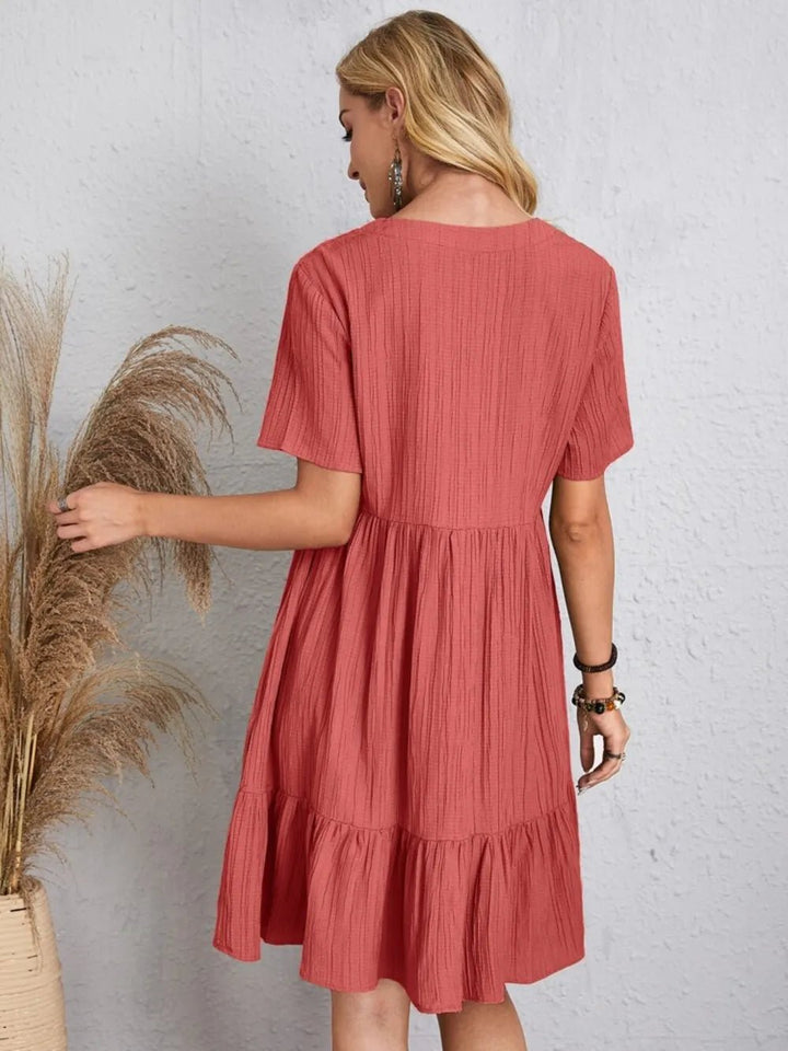 Full Size V-Neck Shorts Sleeve Dress | Nikki &amp; Co. Boutique