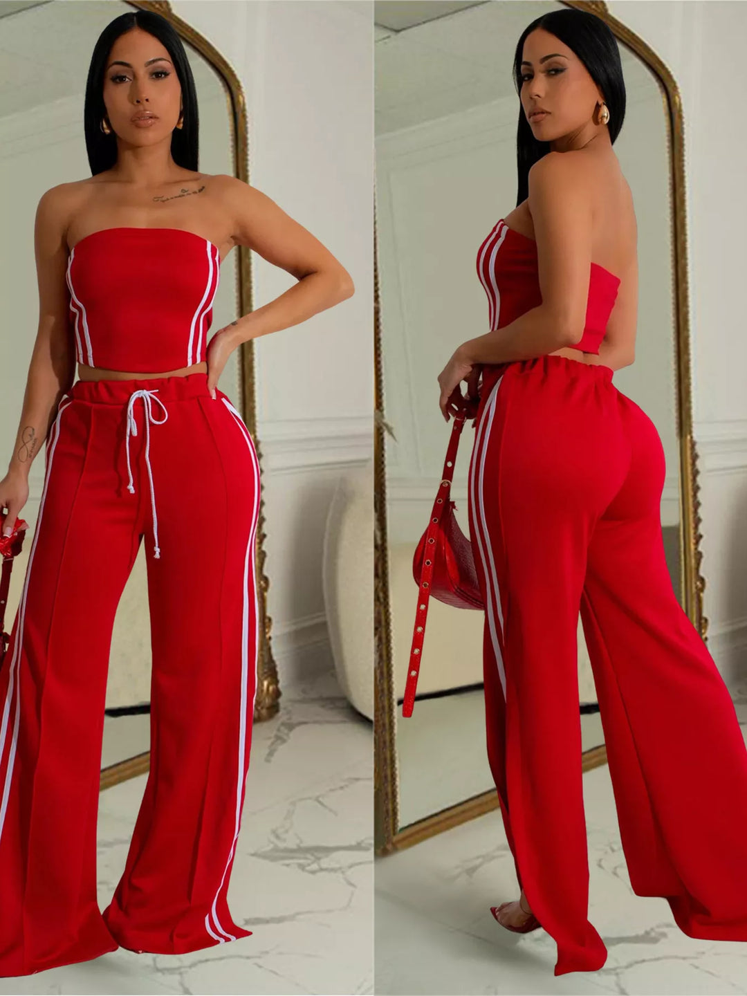 Sleeveless Tube Top and Wide Leg Pants Set - Nikki &amp; Co. Boutique