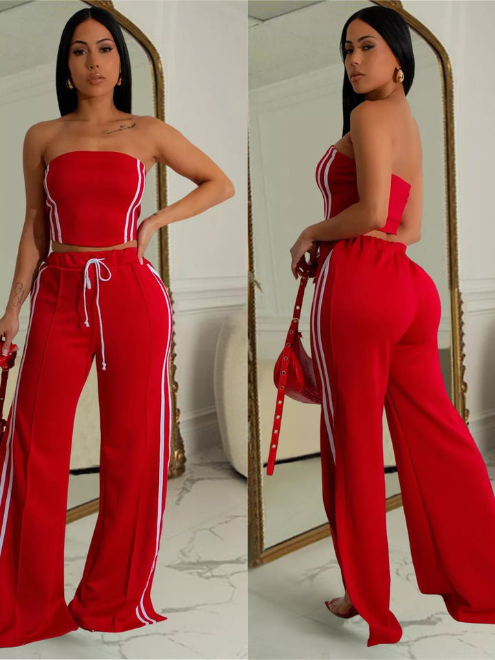 Sleeveless Tube Top and Wide Leg Pants Set - Nikki &amp; Co. Boutique