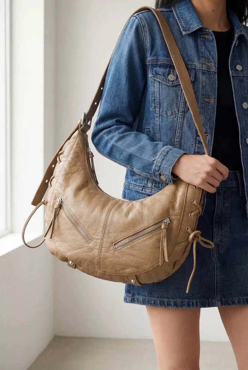 Fame Larger Leather Crescent Shoulder Bag | Nikki &amp; Co. Boutique