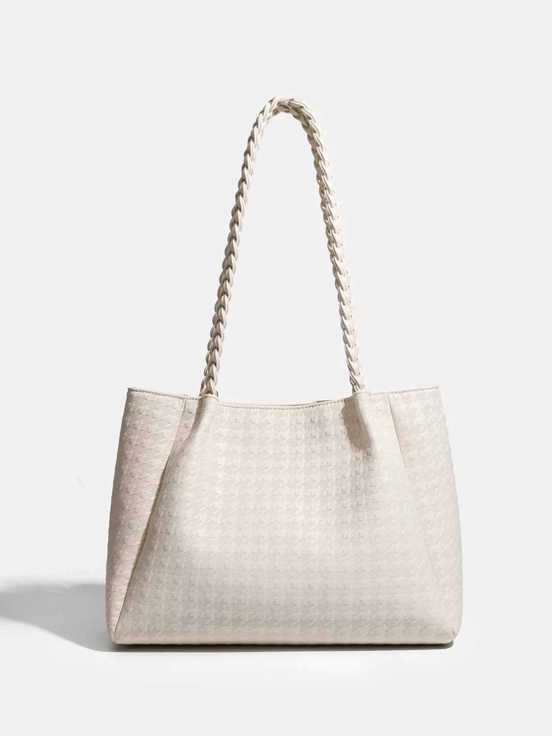 Houndstooth Pattern Shoulder Bag in White - Nikki &amp; Co. Boutique