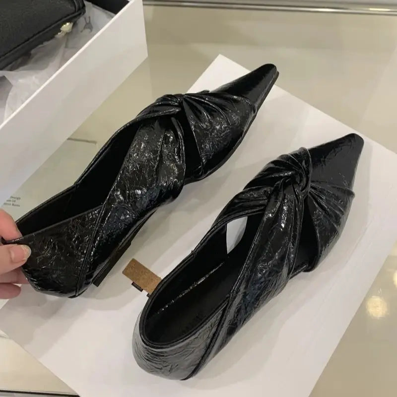 Gold Flats Woman Pointed Toe Shoes Fashion Cross Ladies Pumps Autumn Flat Shoes Chaussure Femmes