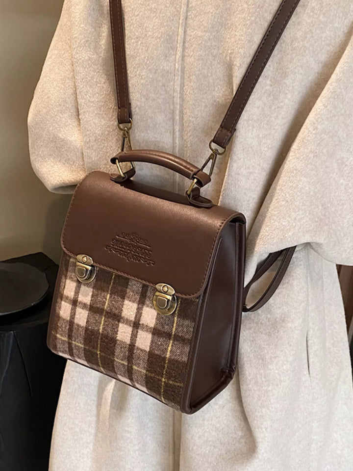 Vintage Plaid Flap Backpack Bag - Nikki &amp; Co. Boutique