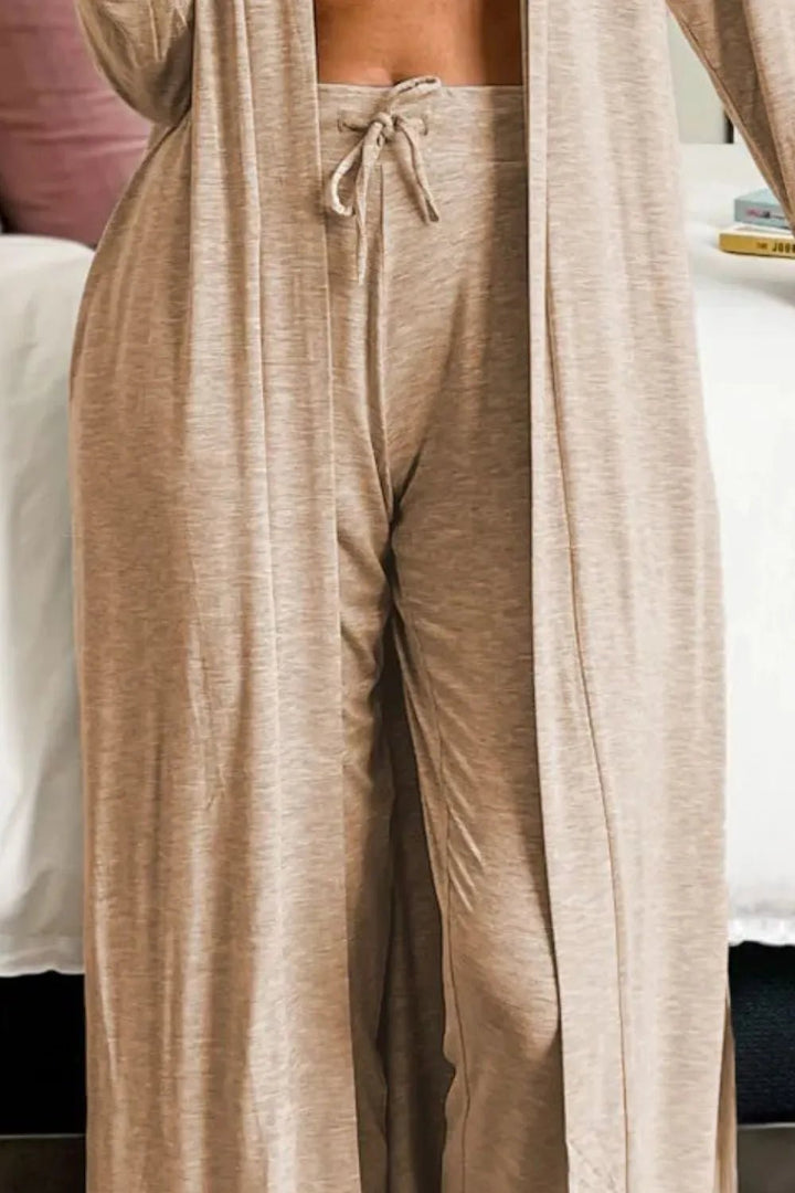 Open Front Long Sleeve Cardigan and Pants Lounge Sets | Nikki &amp; Co. Boutique