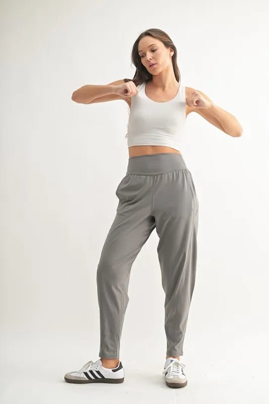 MONO B Flowbarrel High Waist Active Pants - Nikki &amp; Co. Boutique