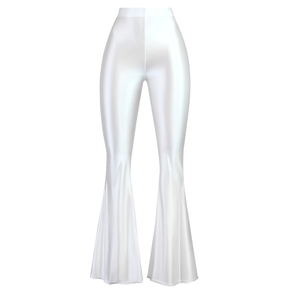 MJINM Women High-Waisted Spandex Flare Pants Glossy Colorful Silky Smooth Bodybuilding Dance Yoga Skinny Bell Bottoms Outer Wear