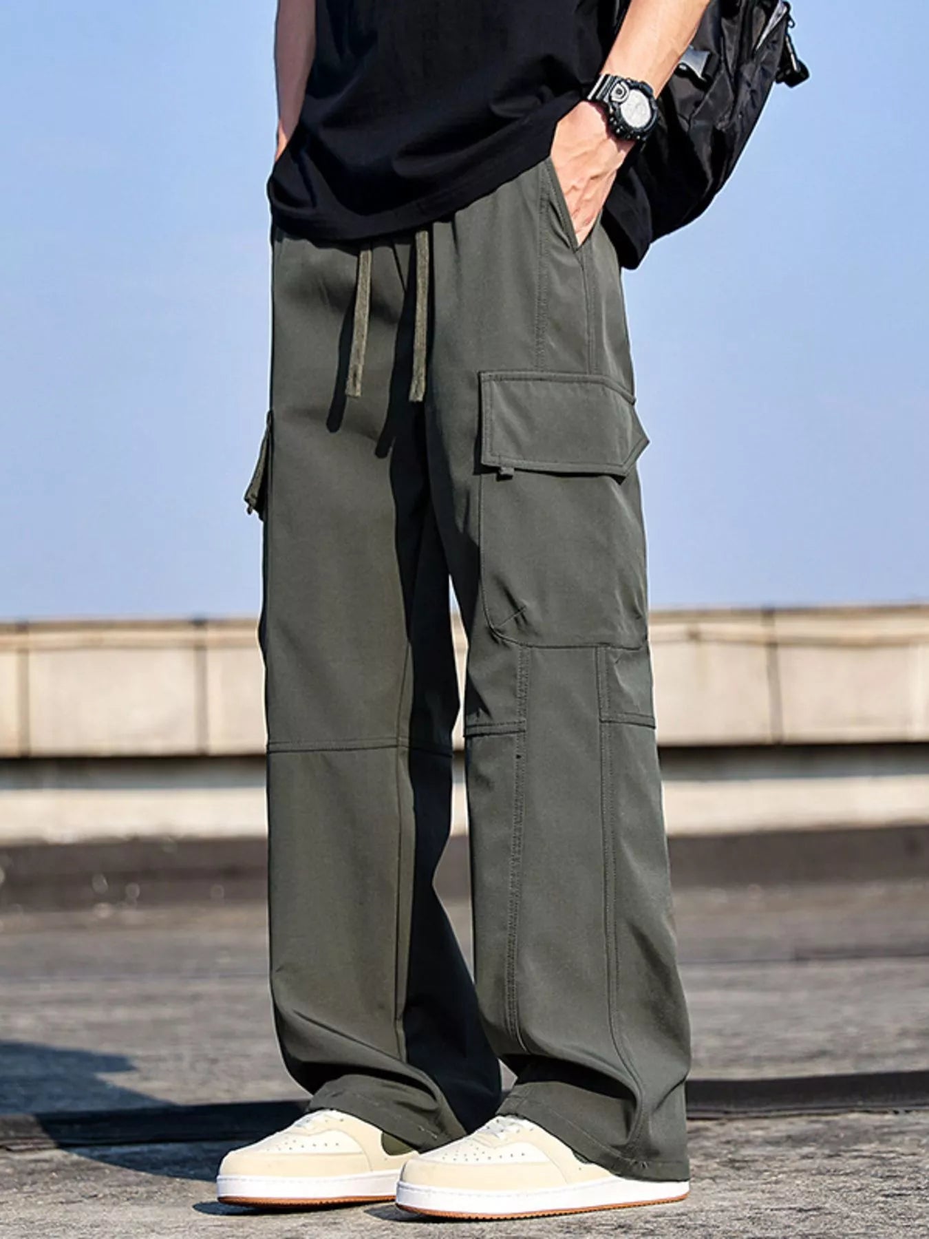 Men's Plus Size Cargo Wide Leg Pants - Nikki and Co Boutique
