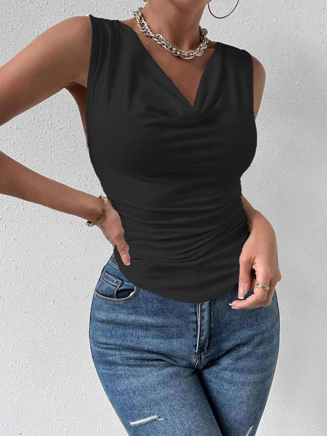 Ruched Cowl Neck Tank - Nikki &amp; Co. Boutique