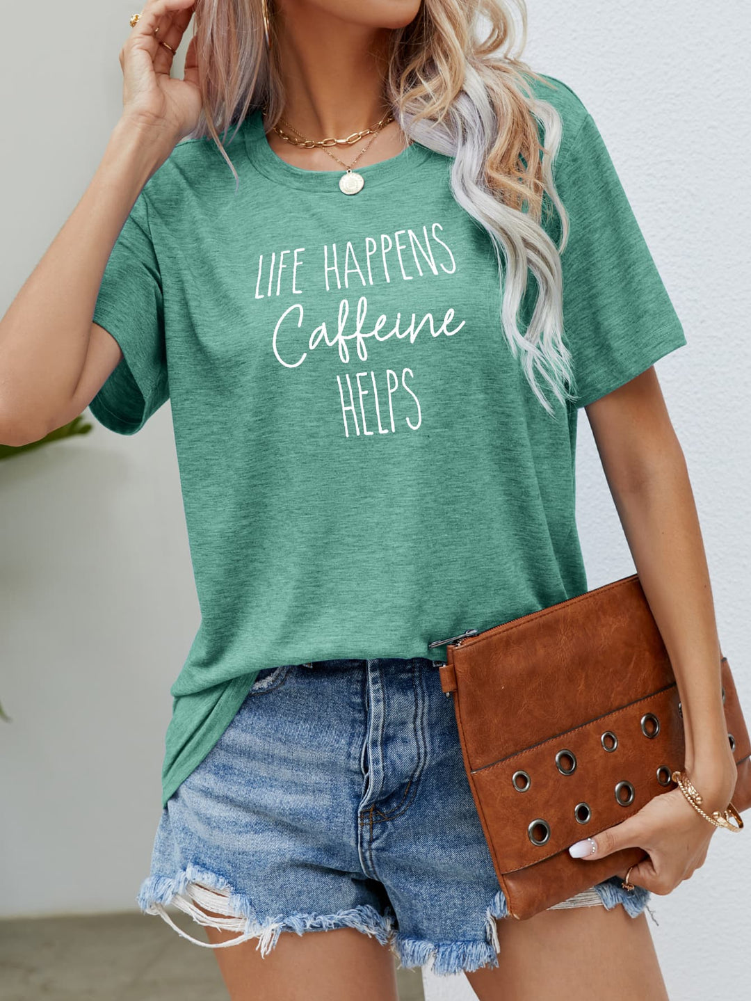 LIFE HAPPENS CAFFEINE HELPS Graphic Tees | Nikki &amp; Co. Boutique