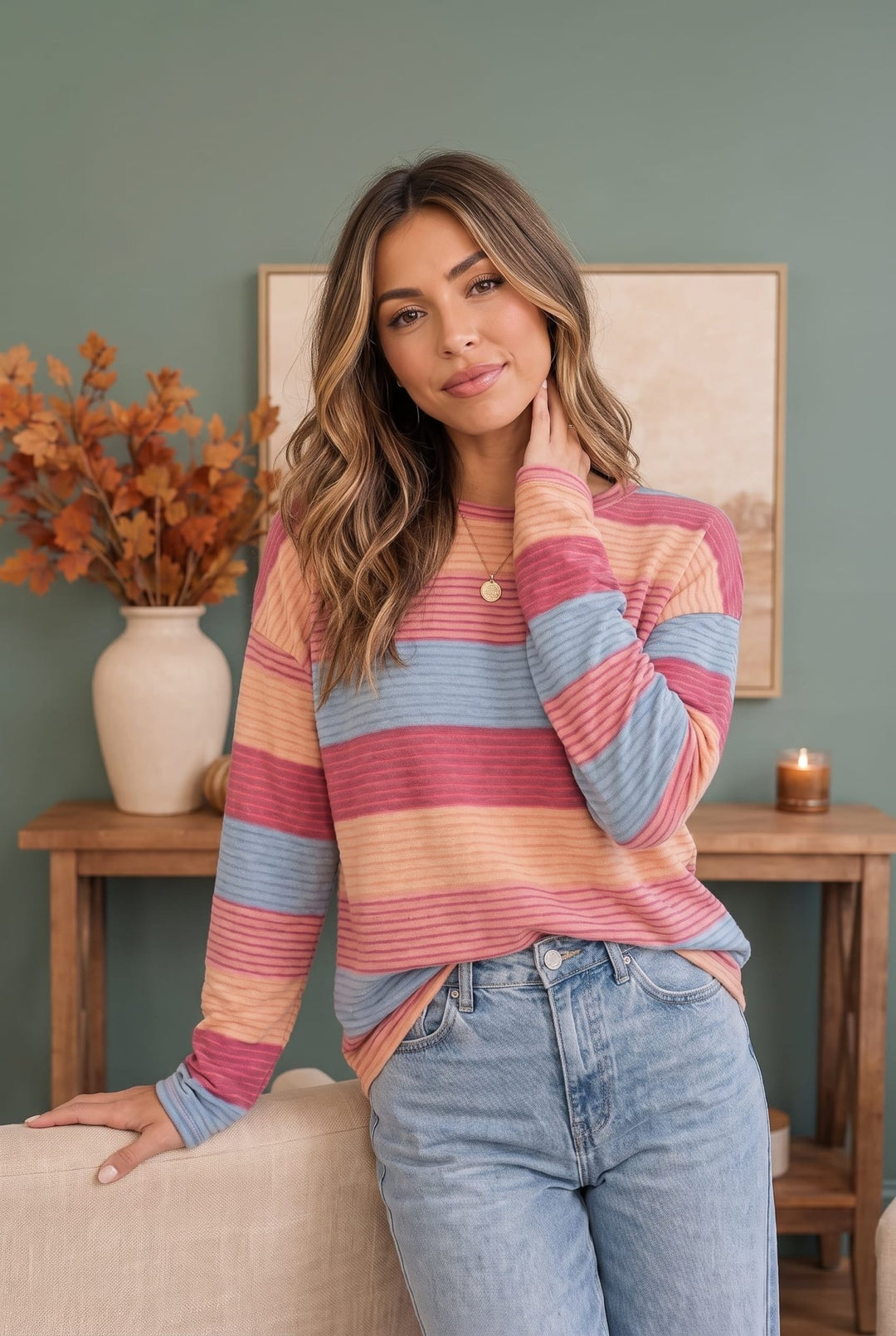Sunny Stripes Long Sleeve Knit Top - Nikki &amp; Co. Boutique