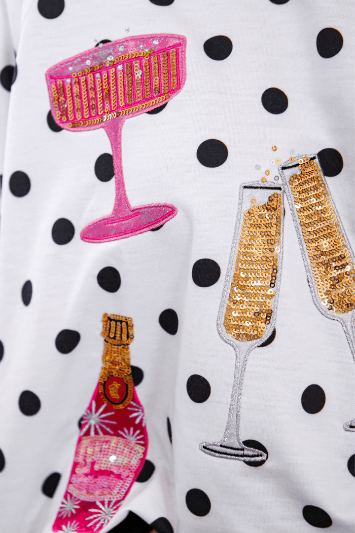 Jess Lea - Polka Dot Cheers Terry Pullover (Pre-order) - Nikki &amp; Co. Boutique