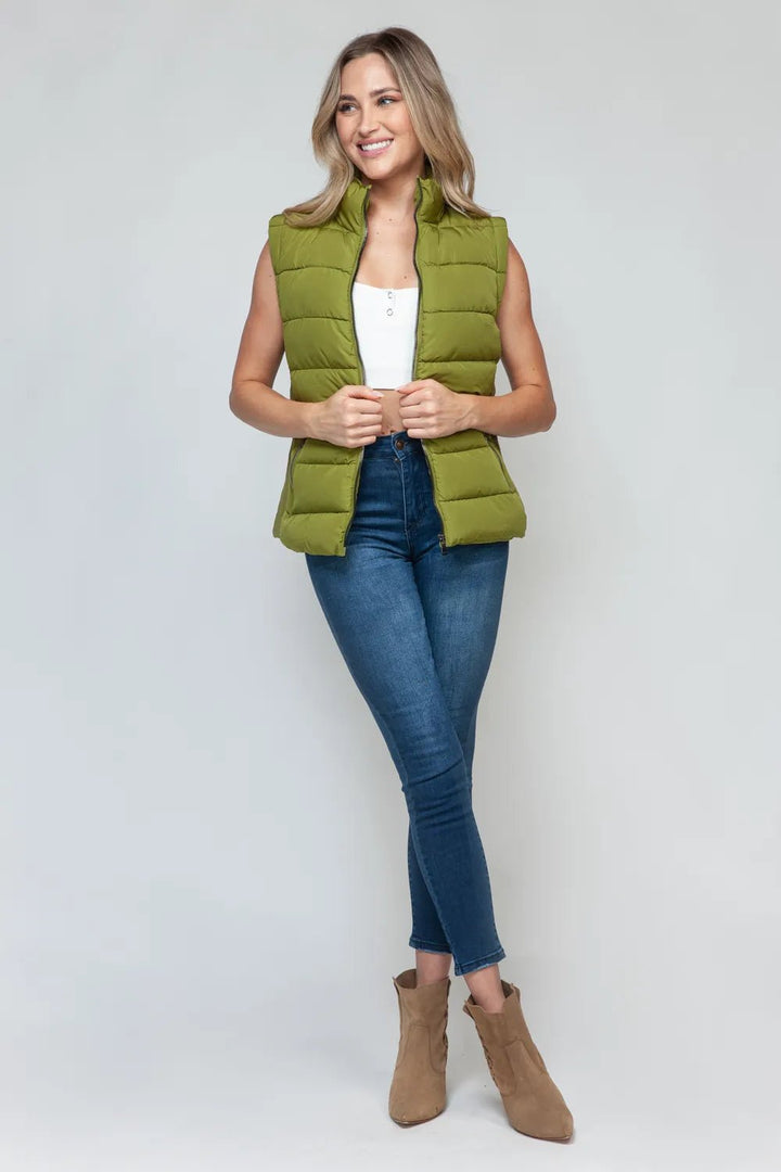 Snobbish Zip Up Turtleneck Vest with Pockets - Nikki &amp; Co. Boutique