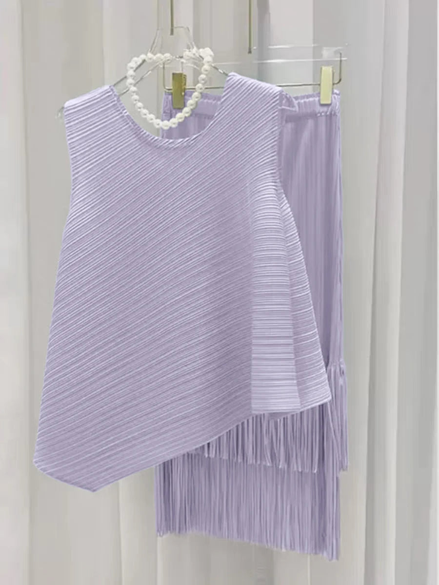 HKSH Spring Summer New Women Tide Young Style Y2K Contracted Fashion Ins Elegant Temperament Pleated Fabricevening Dress HK5086