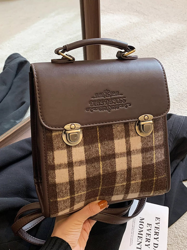 Vintage Plaid Flap Backpack Bag - Nikki &amp; Co. Boutique