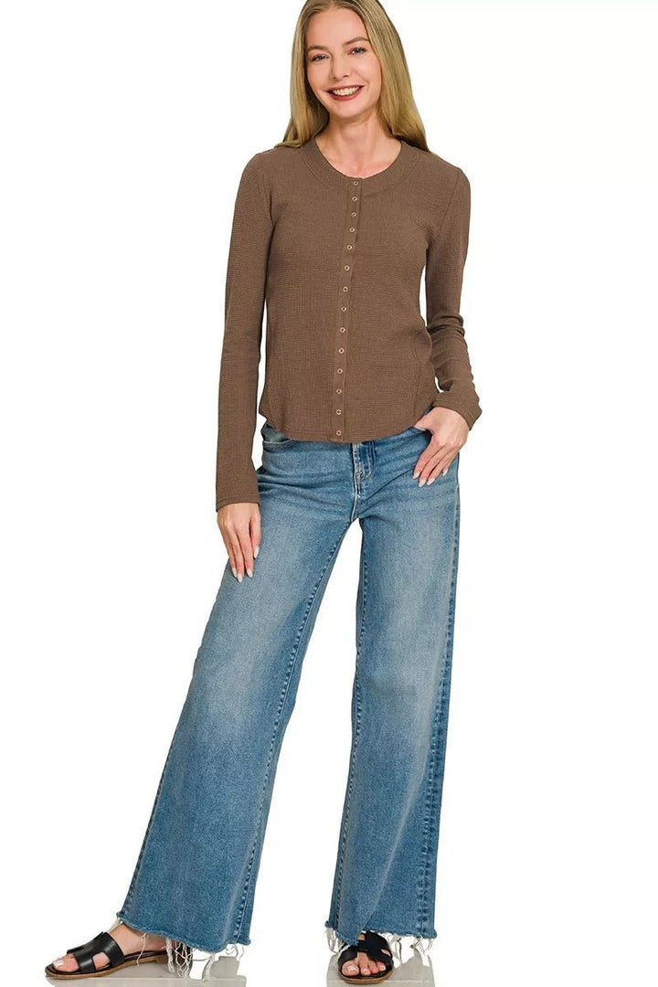 Zenana Double Knit Snap Button Shirts - Nikki &amp; Co. Boutique