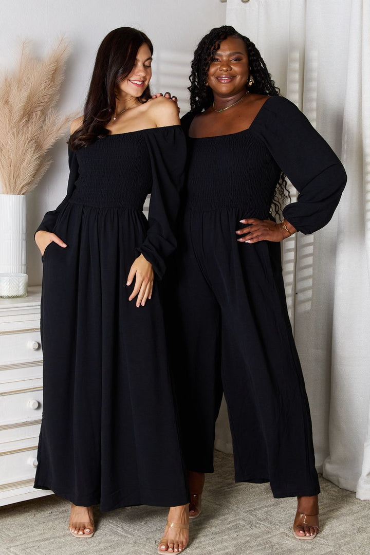 Double Take Square-Neck Jumpsuit with Pockets - Nikki &amp; Co. Boutique