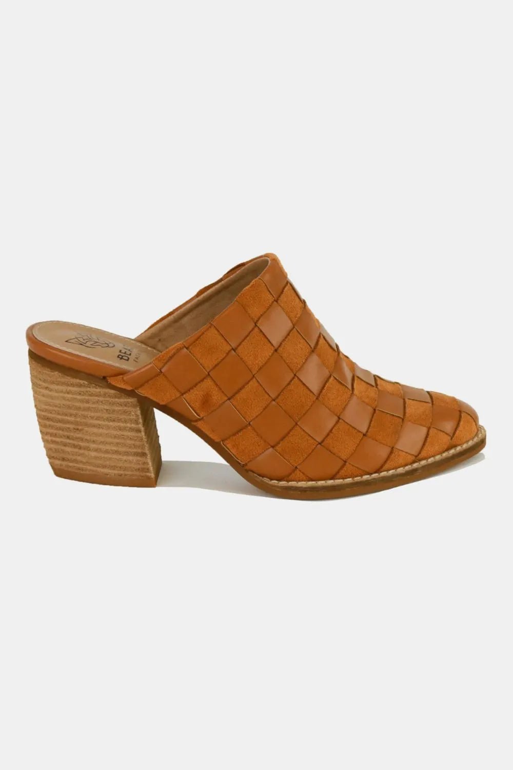 Beast Fashion Woven Checkerboard Block Heel Mule Shoes - Nikki &amp; Co. Boutique
