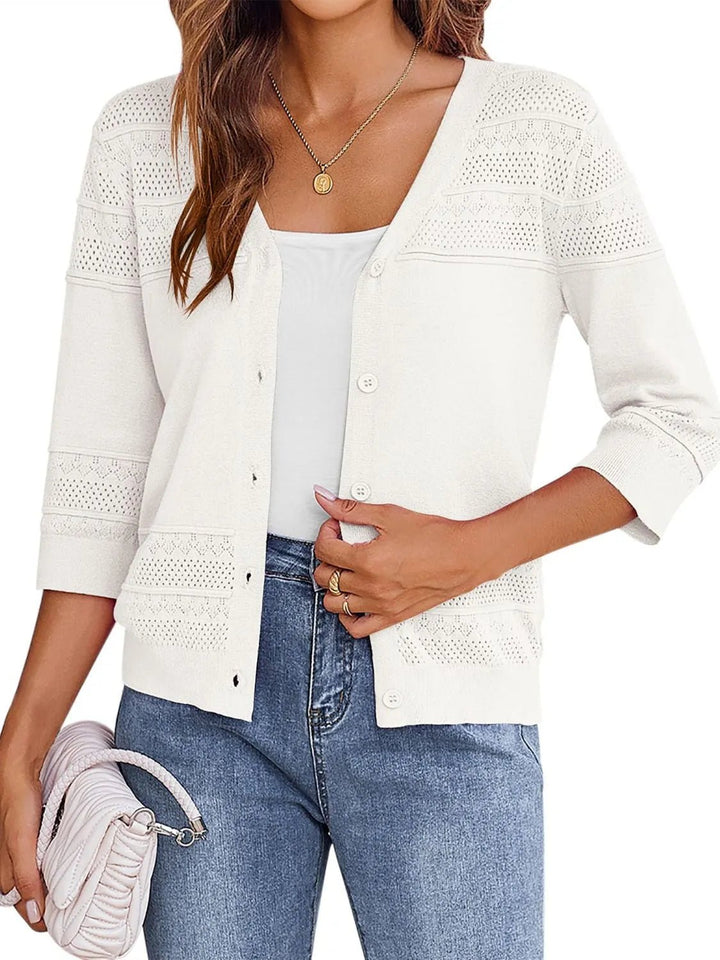 Button Up 3/4 Sleeve Cardigan - Nikki &amp; Co. Boutique