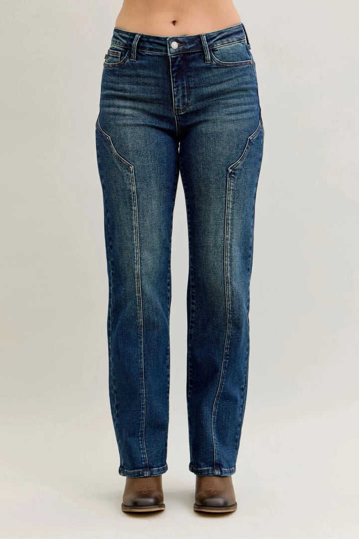 Judy Blue Full Size Seam Detail Straight Leg Jeans Plus Size - Nikki &amp; Co. Boutique