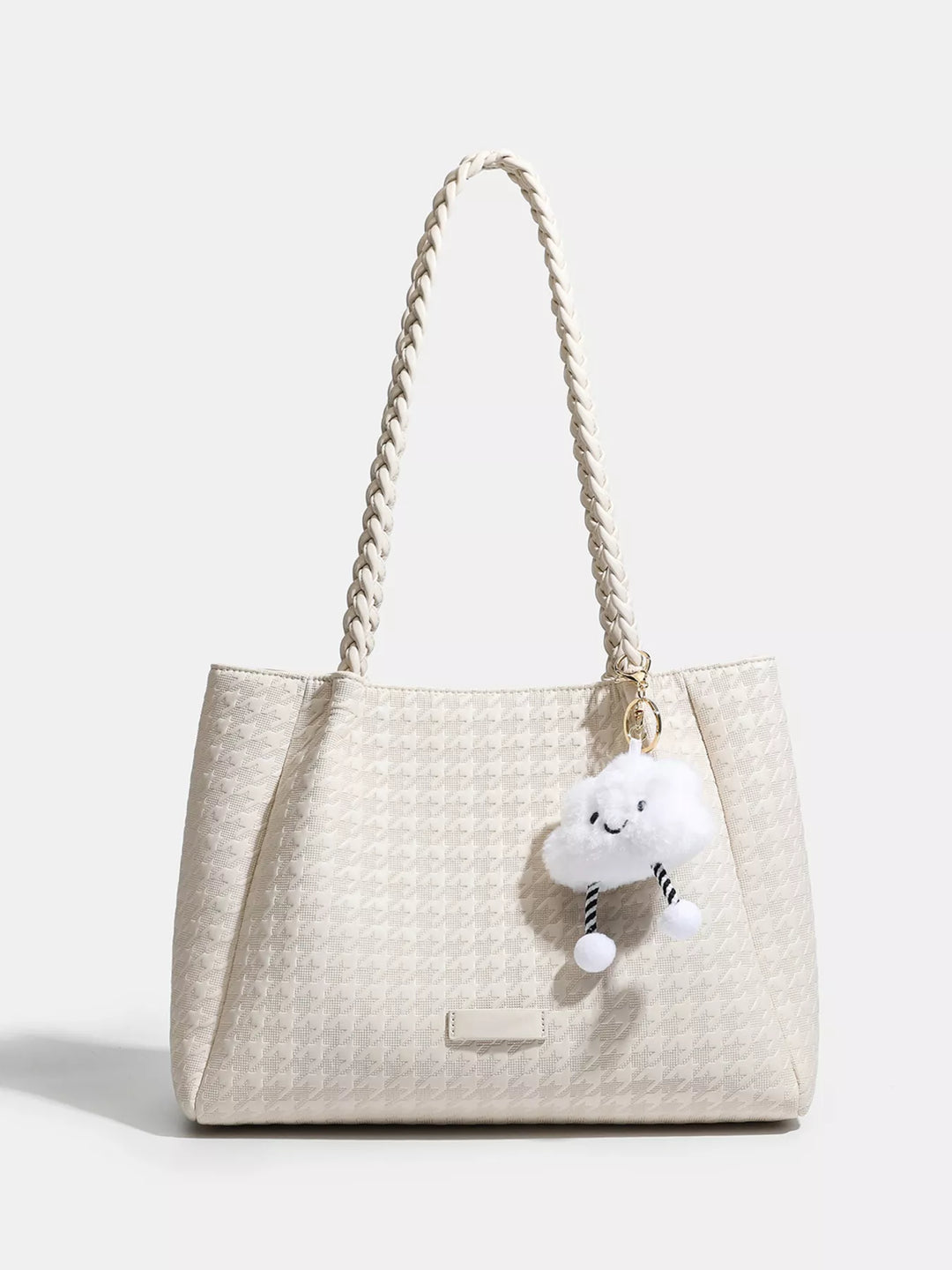 Houndstooth Pattern Shoulder Bag in White - Nikki &amp; Co. Boutique