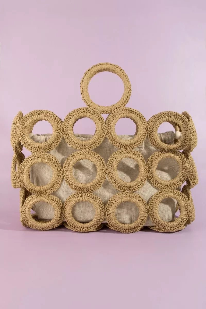 Fame Straw Round Pattern Mesh Handbag - Nikki &amp; Co. Boutique