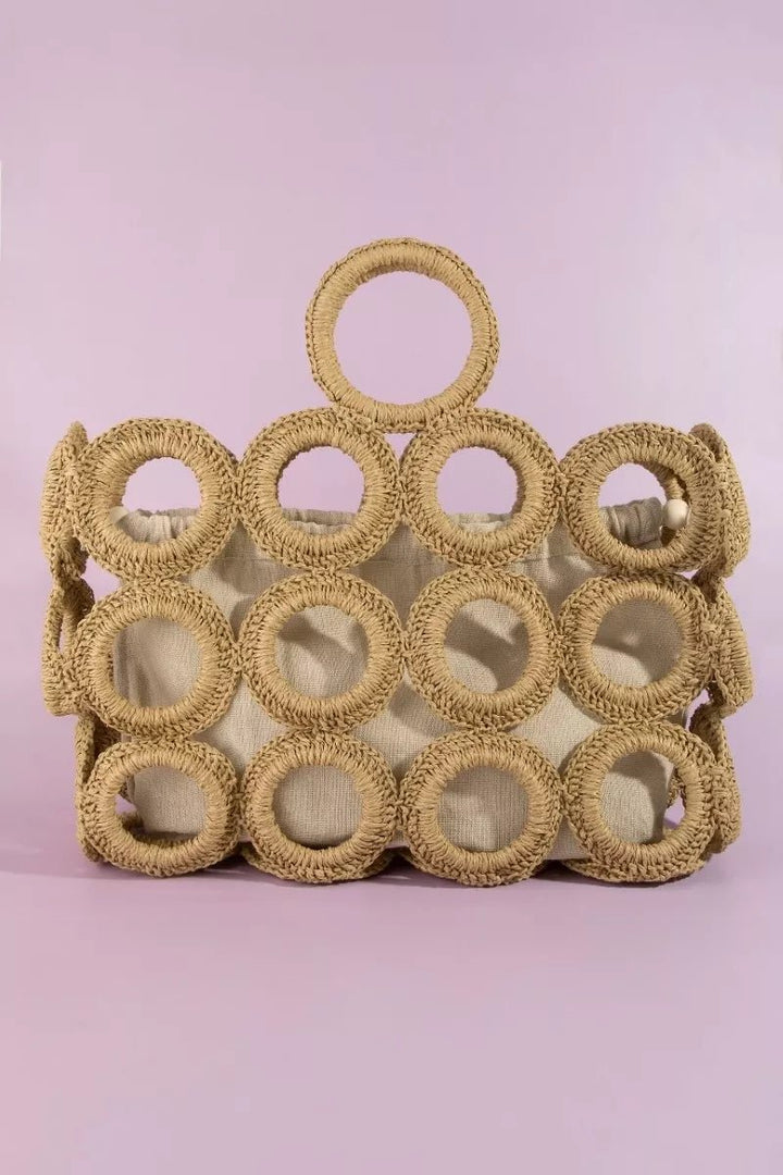 Fame Straw Round Pattern Mesh Handbag - Nikki &amp; Co. Boutique