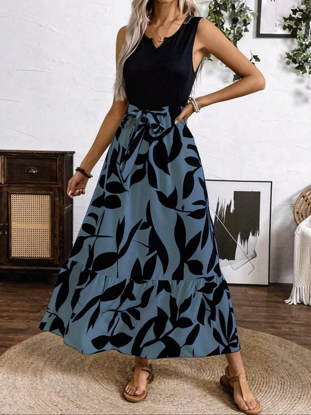 Sleeveless Floral Print Maxi Dress in Black - Nikki &amp; Co. Boutique