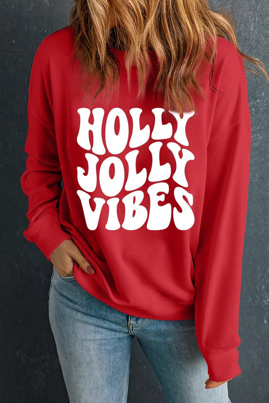 Letter Graphic Round Neck Long Sleeve Sweatshirt - Nikki and Co Boutique