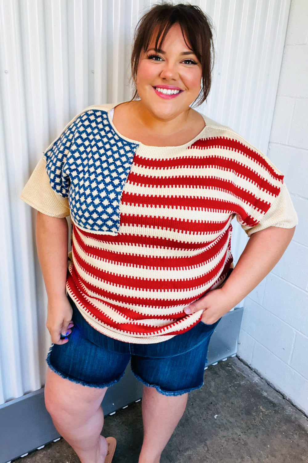 American Flag Jacquard Knit Sweater Top | Nikki &amp; Co. Boutique