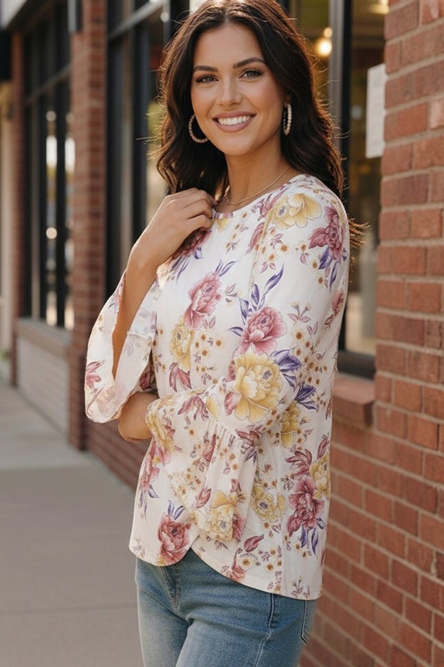 Blossom Lane Bell Sleeve Top - Nikki &amp; Co. Boutique