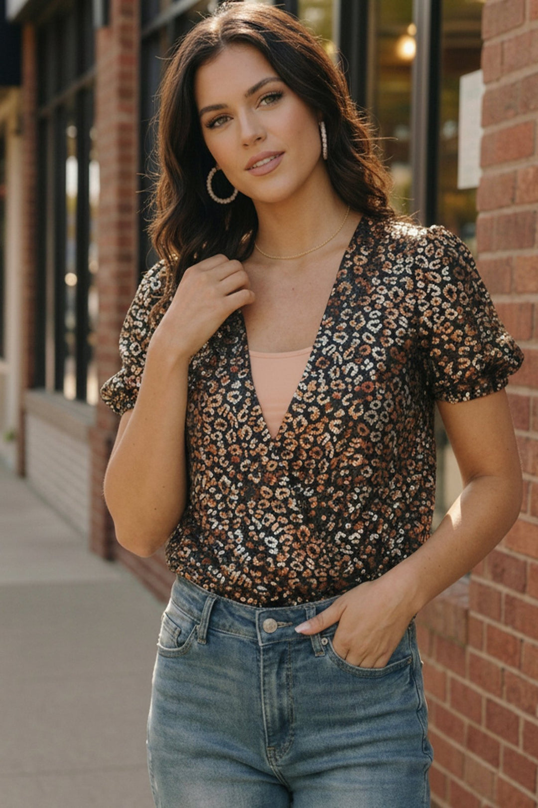 Midnight Leopard Shimmer Bodysuit | Nikki &amp; Co. Boutique