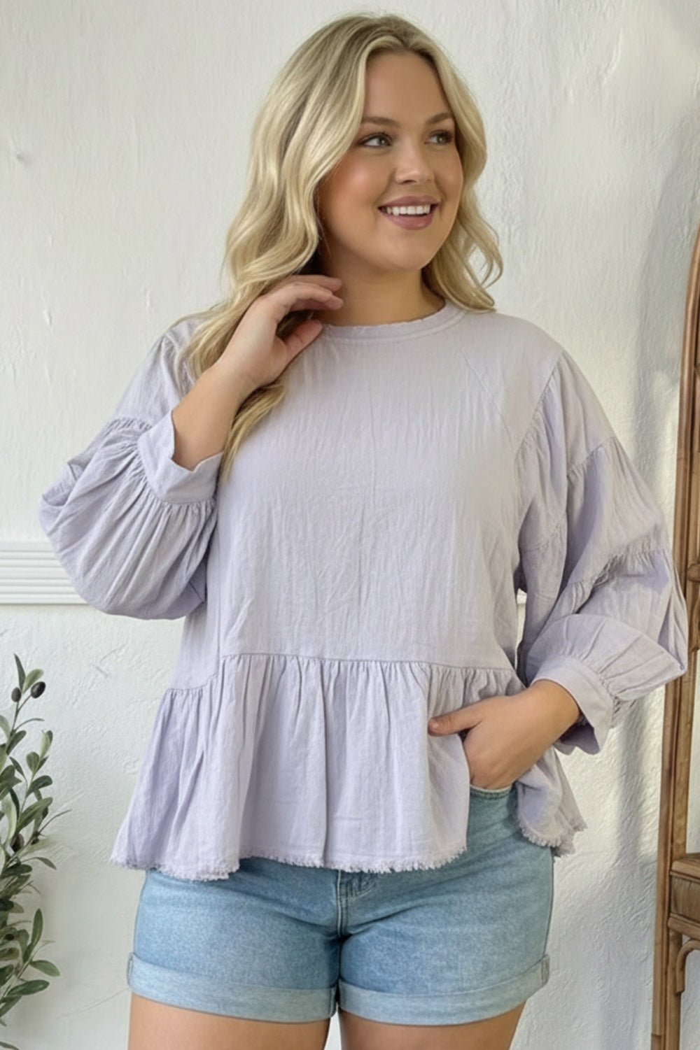 With Gentle Grace Lavender Cotton Blouse | Nikki &amp; Co. Boutique
