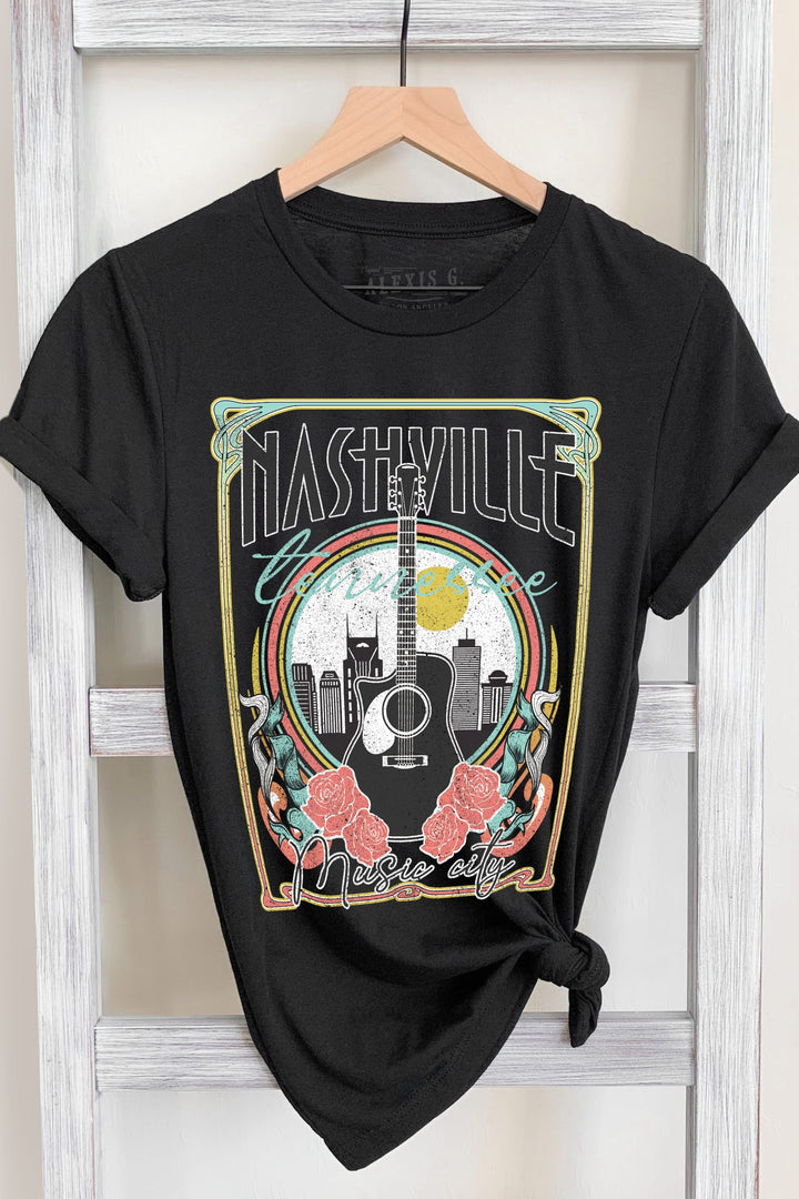 Black Cotton Nashville Graphic Knit Tees | Nikki &amp; Co. Boutique