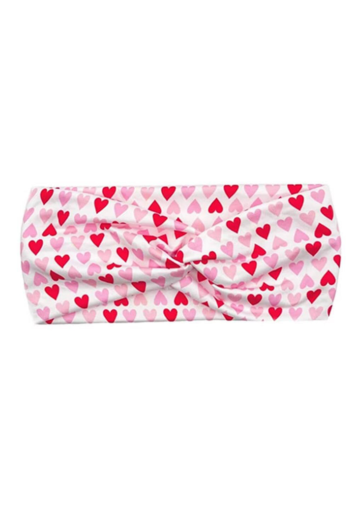 Red &amp; Pink Heart Print Stretchy Twist Headband | Nikki &amp; Co. Boutique