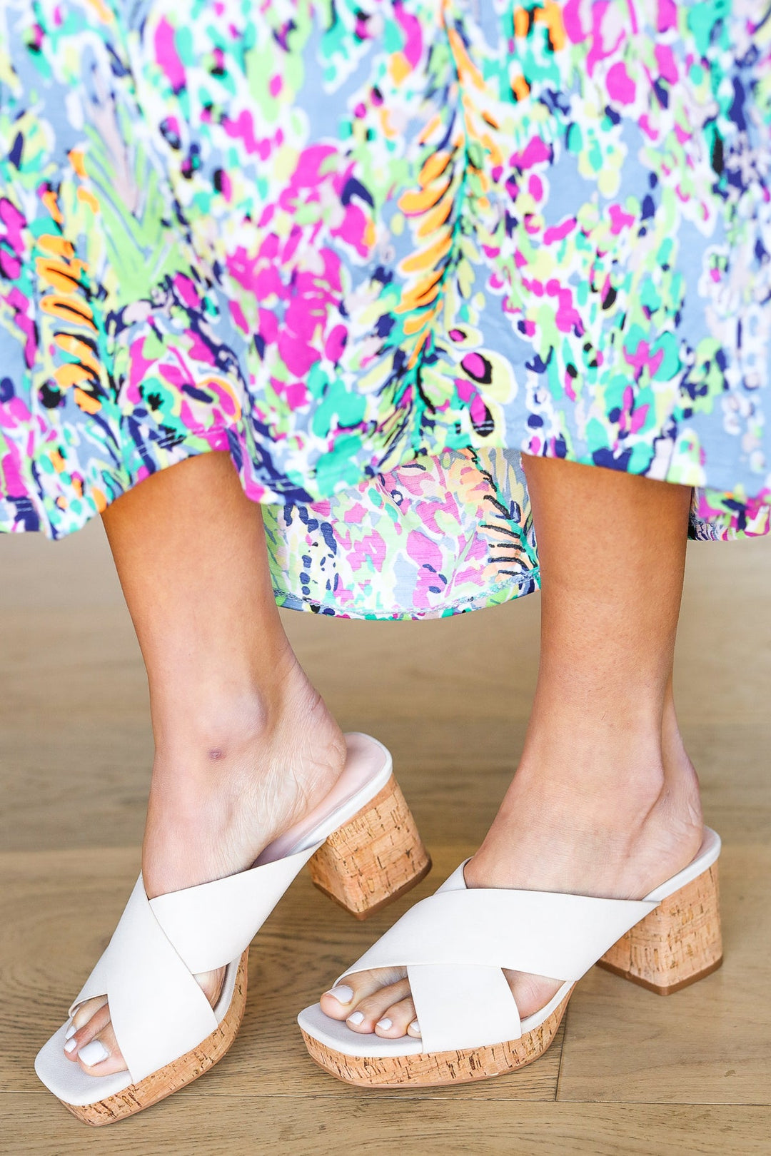 Bone Chandra Faux Leather Cork Platform Sandals | Nikki & Co. Boutique