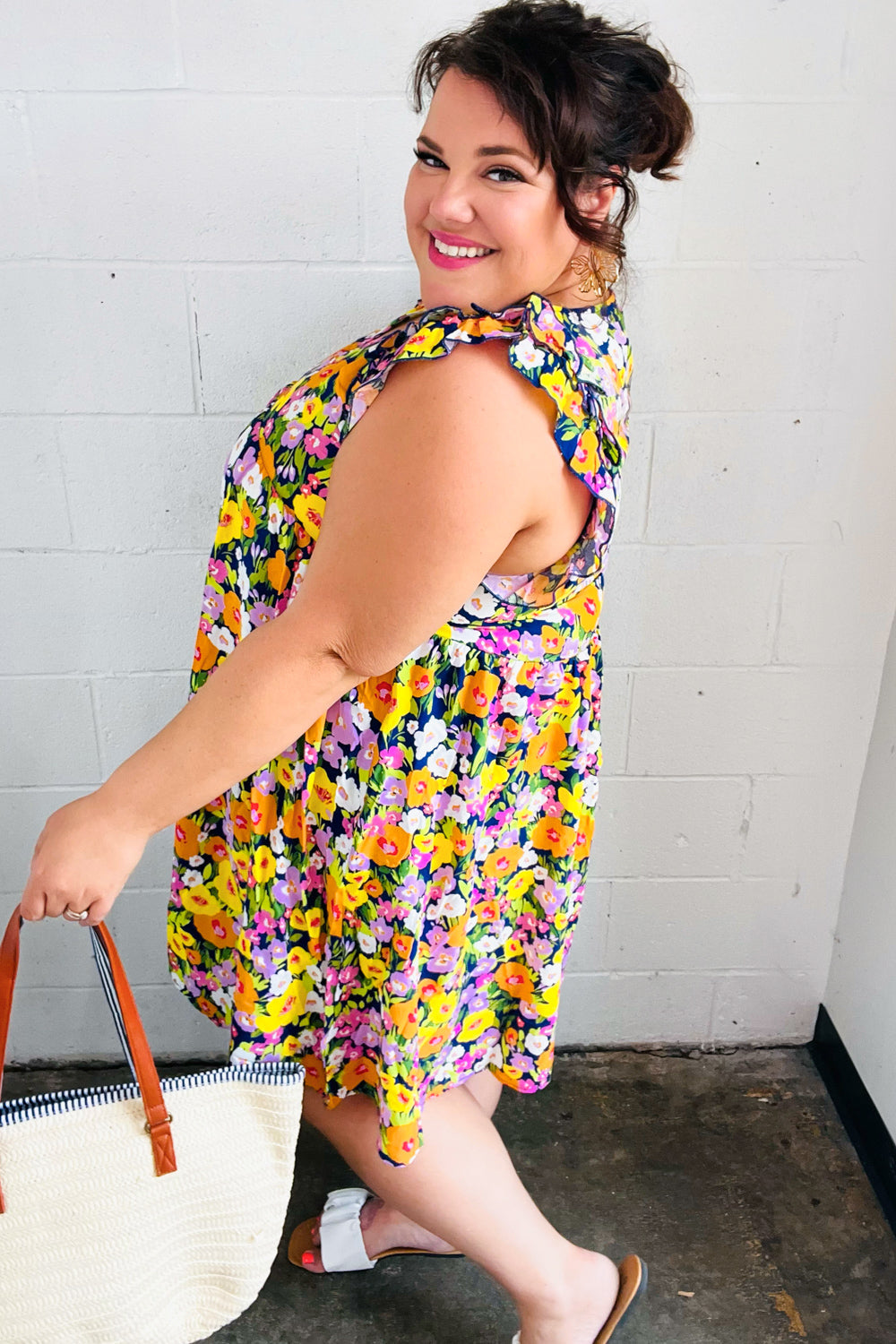 Indigo &amp; Lemon Floral Babydoll Ruffle Dress | Nikki &amp; Co. Boutique