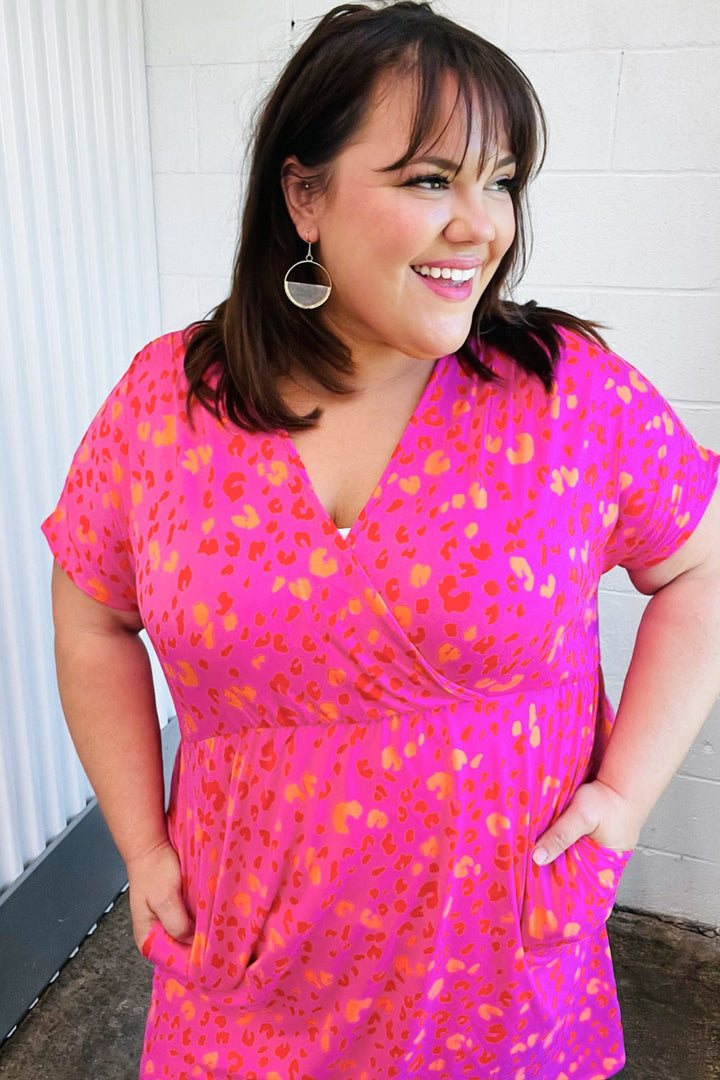 Rose Leopard Surplice V Neck Pocketed Dress | Nikki &amp; Co. Boutique